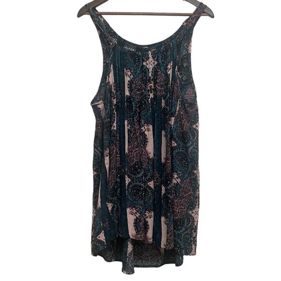 Free People Count Me In Trapeze Tunic Mini Dress Black Blue Lace SP - Picture 5 of 6